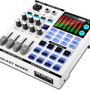 Gaming Audio Mixer,A sound card with 48V phantom power, Bluetooth/6.35mm/3.5mm/XLR inputs,and live sound card with voice conversion DJ mixer effects,Audio Interface for Streaming/Podcast/PC