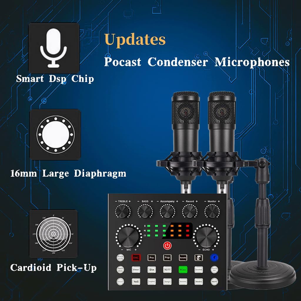 V8s for 2, V8s Voice Changer with BM-800 Podcast Microphone Bundle - Studio Condenser Microphone Perfect for Podcasting, Recording, Singing, Streaming and Gaming - Image 2