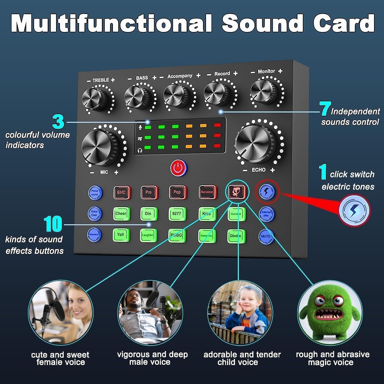 V8s for 2, V8s Voice Changer with BM-800 Podcast Microphone Bundle - Studio Condenser Microphone Perfect for Podcasting, Recording, Singing, Streaming and Gaming - Image 4