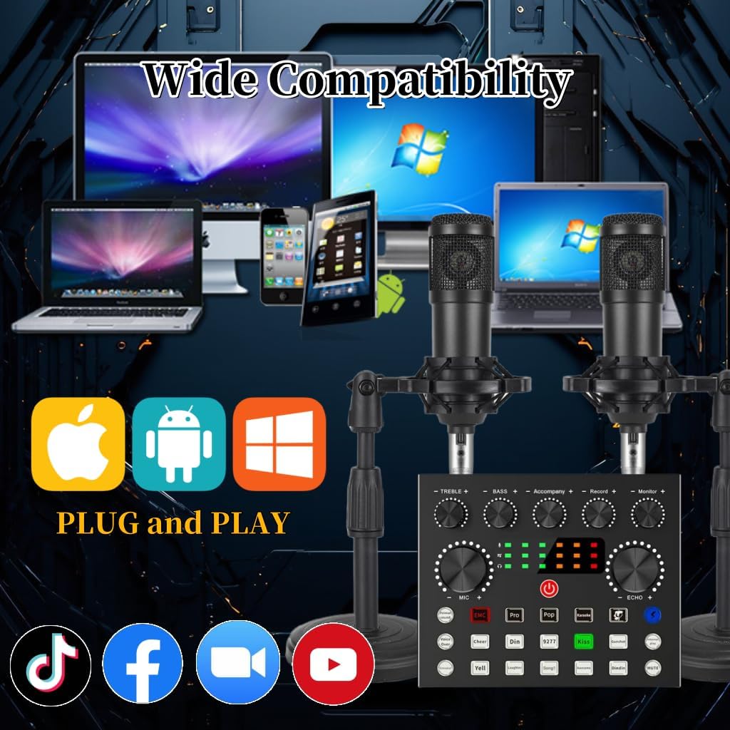 V8s for 2, V8s Voice Changer with BM-800 Podcast Microphone Bundle - Studio Condenser Microphone Perfect for Podcasting, Recording, Singing, Streaming and Gaming - Image 6